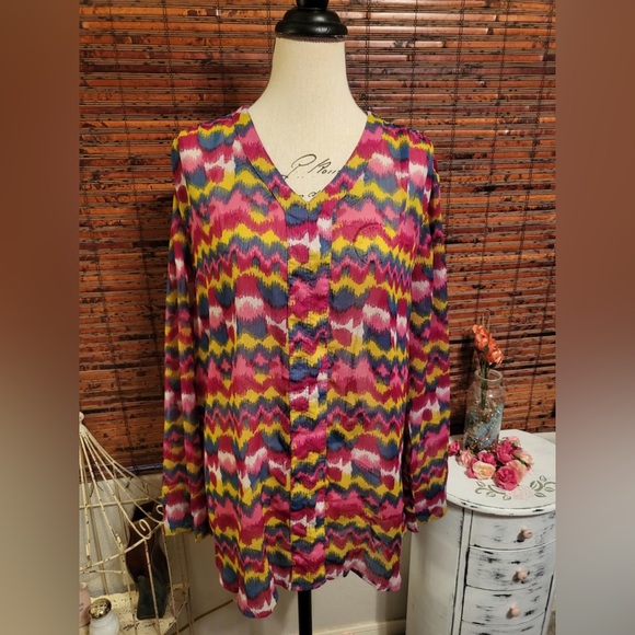 Wrangler Tops - Wrangler Multicolor Zigzag Blouse Sheer